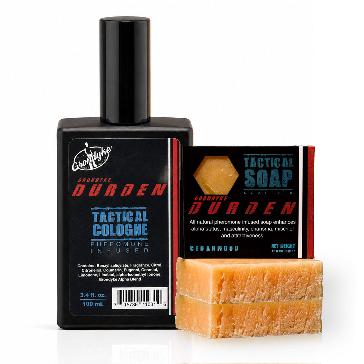 The Cologne Starter Set, Durden: one 100ml spray and three bars