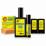 The Complete Durden 2 Collection: boxed Durden 2 bar soap, the 100ml spray cologne, the 10ml roll-on and the solid cologne two-pack