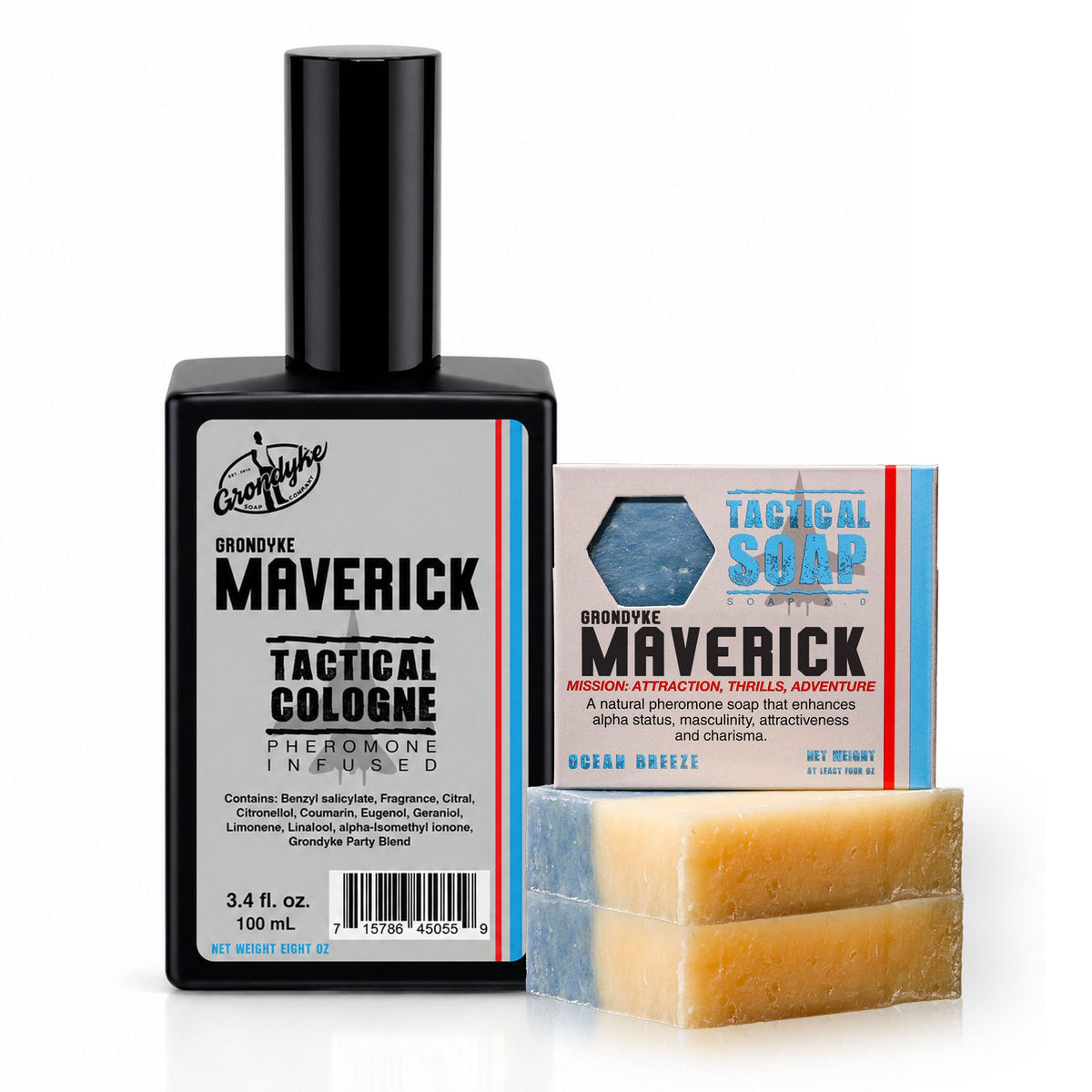 The Cologne Starter Set, Maverick: one 100ml spray and three bars