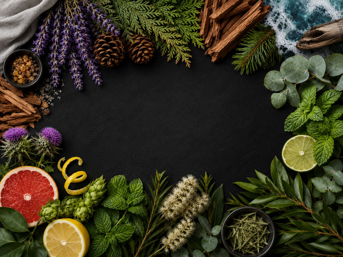 Botanicals and fruit that make up the Grondyke scents