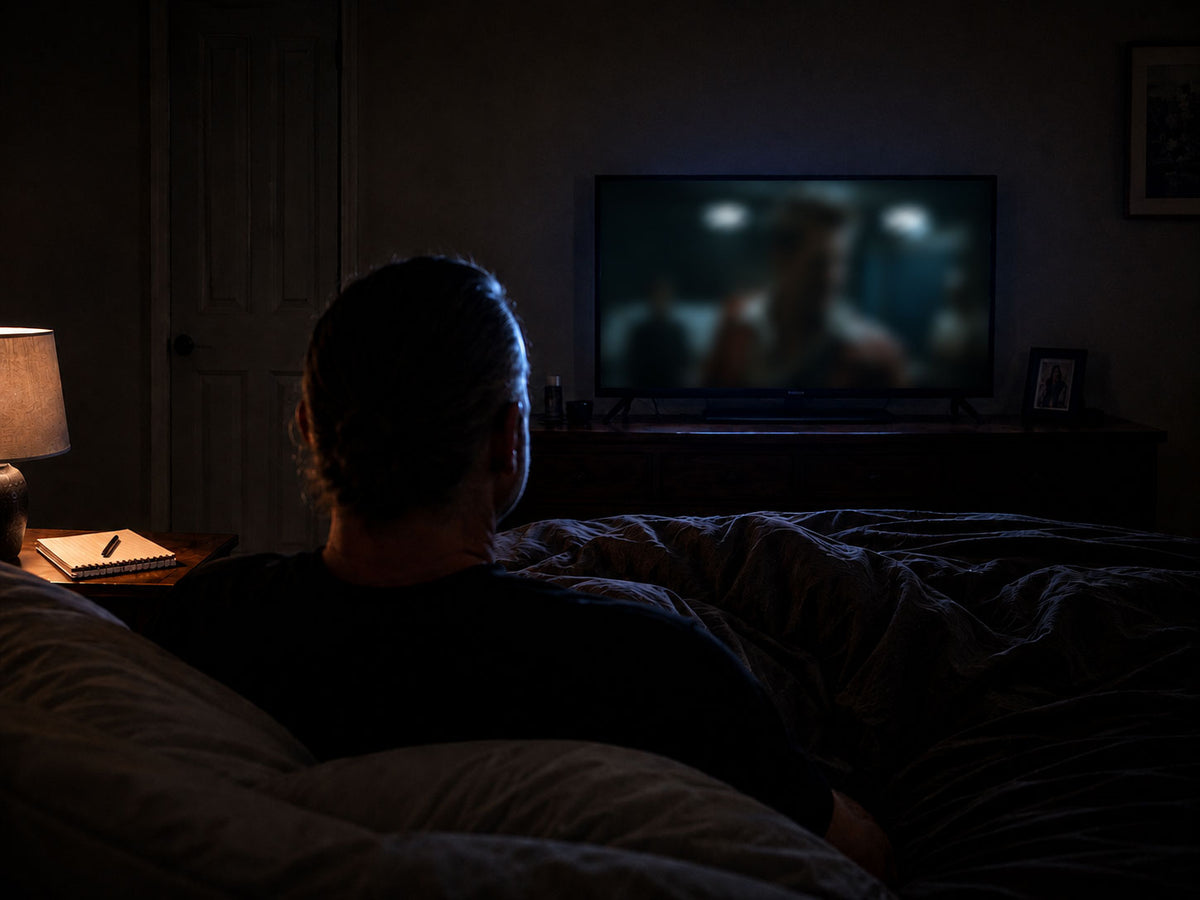 Lying in bed watching a movie about soap.