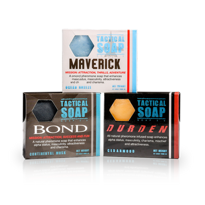 Tactical Soap - The Trifecta (1 of Durden, Bond, and Maverick) - Mens Vegan All Natural Soap Bars Infused with Powerful Pheromone Formula for Attraction